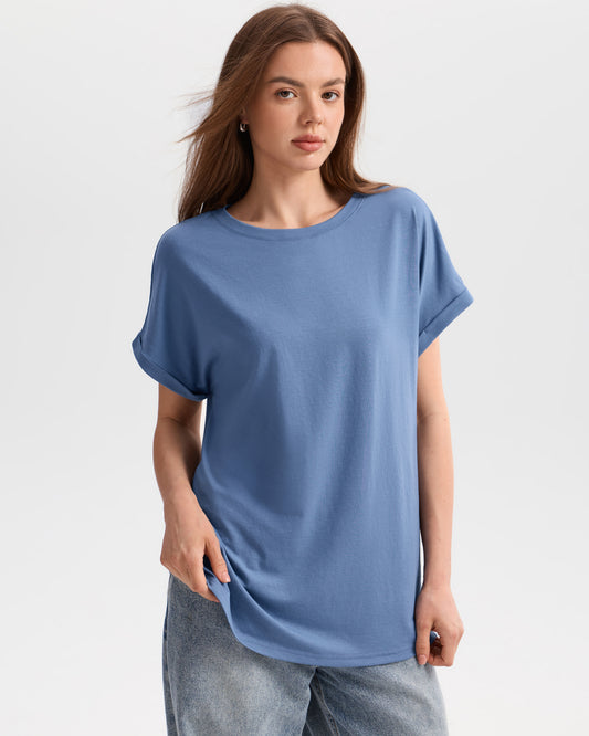 Crew Neck Batwing Relaxed T-Shirt