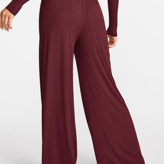 SOULVOR Wide Leg Casual Pants Rum Raisin @model_info:A2