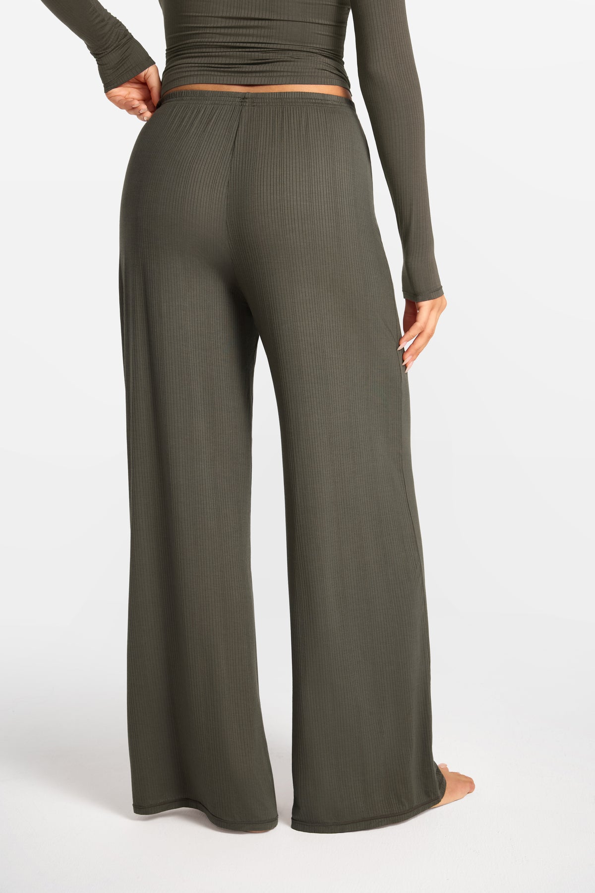 SOULVOR Wide Leg Casual Pants Deep Moss Green